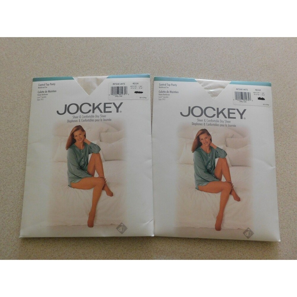 Vtg Jockey Lot of 2 Pantyhose Size M medium Antique White